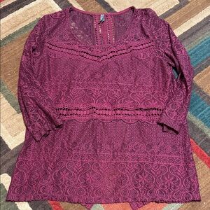 Vanity Burgundy Lace Blouse